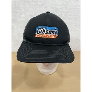 Gibson's Service Center Trucker Hat Black Gray Mesh Snapback Patch Cap